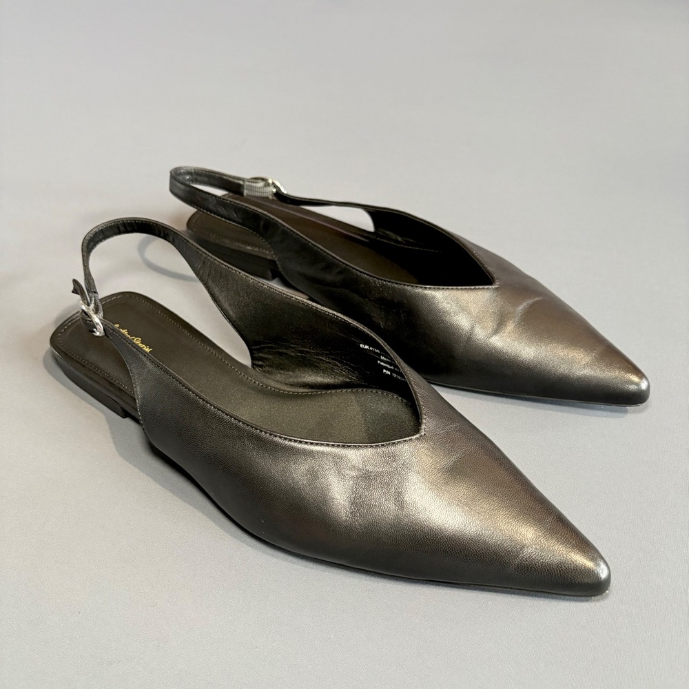 & Other Stories Pointed Slingback Flats | US 10 | Black Glossy Leather 90s Style